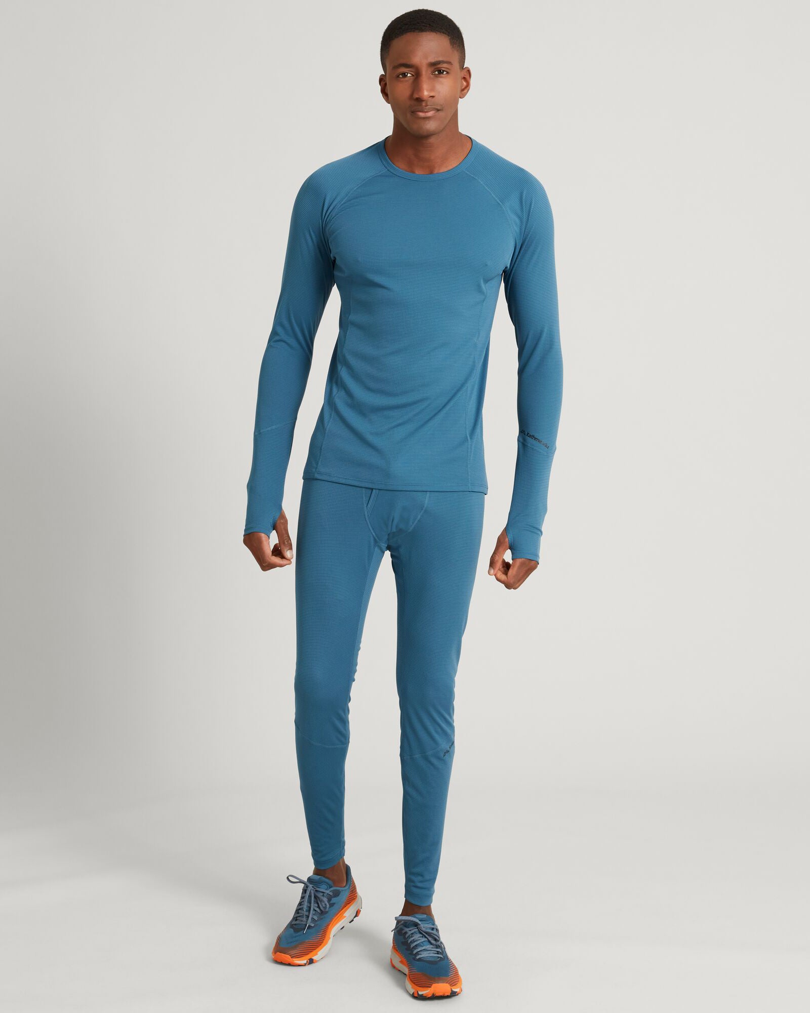 KMDAction Men's Long Sleeve Athletic Shirt - Moisture Wicking Steel Blue Workout Top for Running, Gym & Outdoor Activities