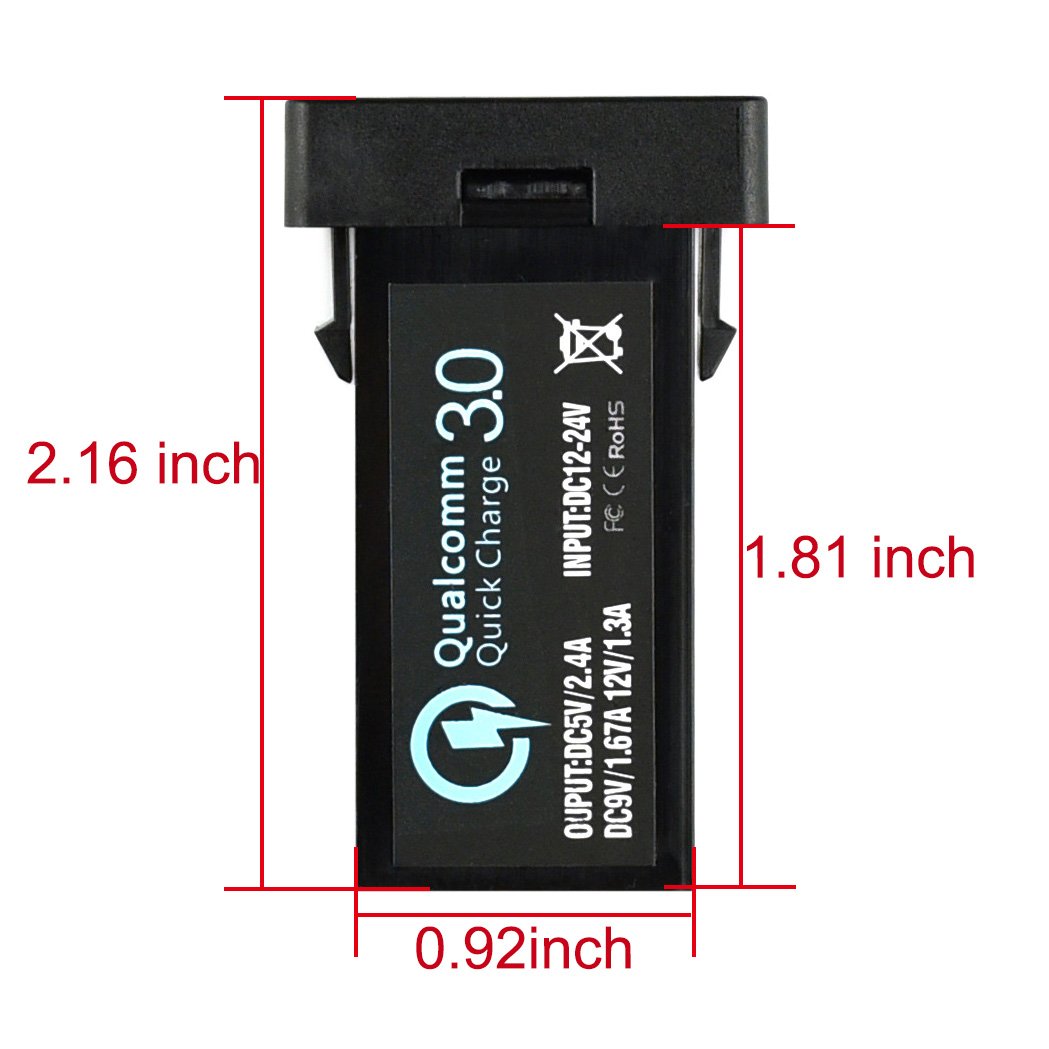Cllena Dual USB Port QC3.0 Fast Charger (2.4A) - Universal Car Power Adapter for Toyota - Compatible with iPhone, Android Phones, iPad, Laptop, GPS Devices - Perfect for Road Trips, Commuting & Travel Charging