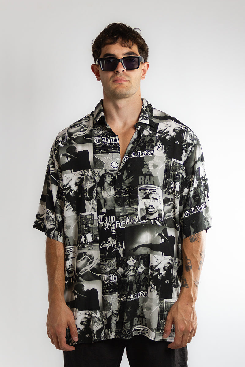 Ocn Men's Tupac Black Shirt - Hip Hop Streetwear for Concerts, Parties & Casual Outfits
