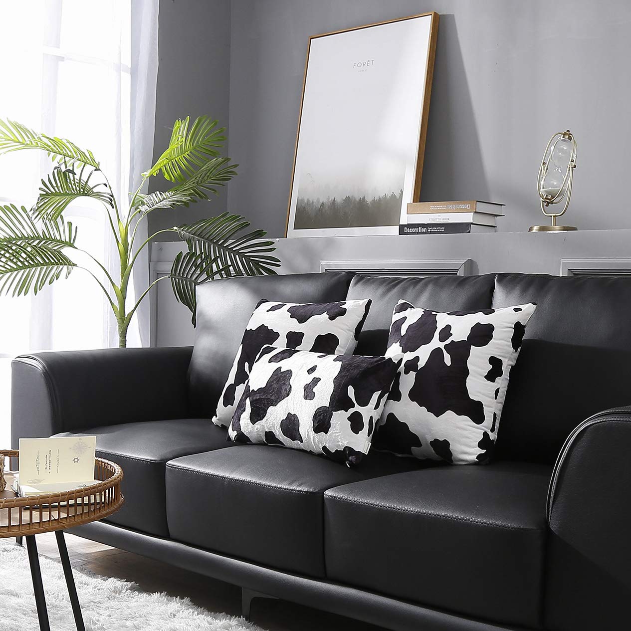 CARRIE HOME 18x18 Inch Cow Print Pillow Covers Set of 2 - Soft Faux Fur Cowhide Throw Pillow Cases for Couch, Sofa, Bedroom & Farmhouse Decor - Perfect for Home, Party and Western Theme Decorations
