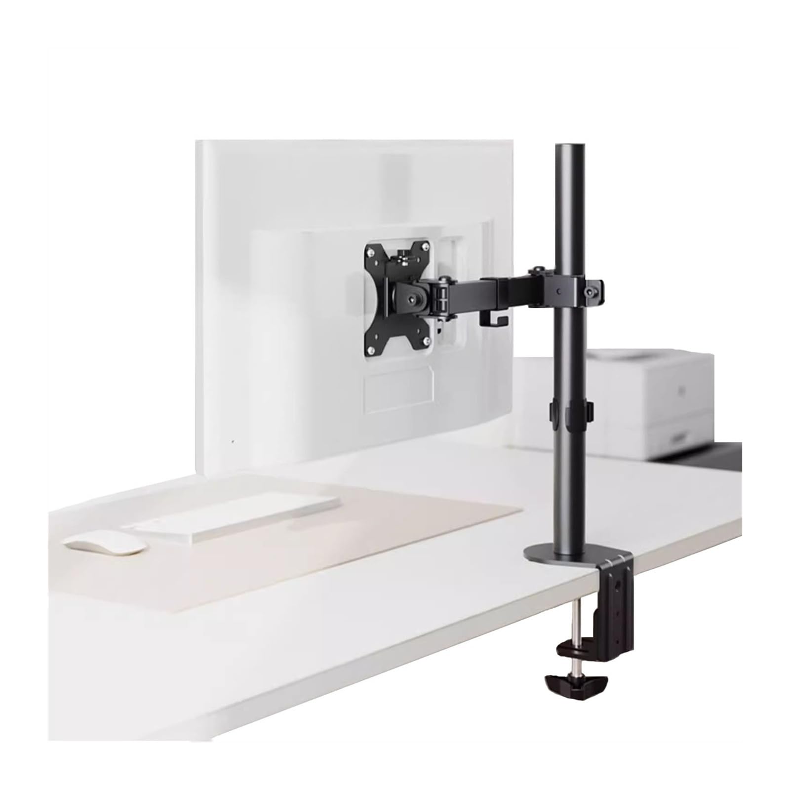 Adjustable Single Monitor Stand for 13-32 Inch Screens (Up to 17.6 lbs) - Full Motion Monitor Mount Arm with C-Clamp & Grommet Base (Max VESA 100x100mm) - Perfect for Home Office, Gaming Setup, and Workspace Ergonomics