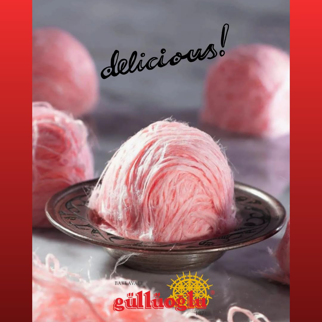 Premium Turkish Cotton Candy - Gulluoglu Pomegranate Pişmaniye (0.55lb) | Authentic Halva Dessert | Perfect for Gifts, Parties & Special Occasions