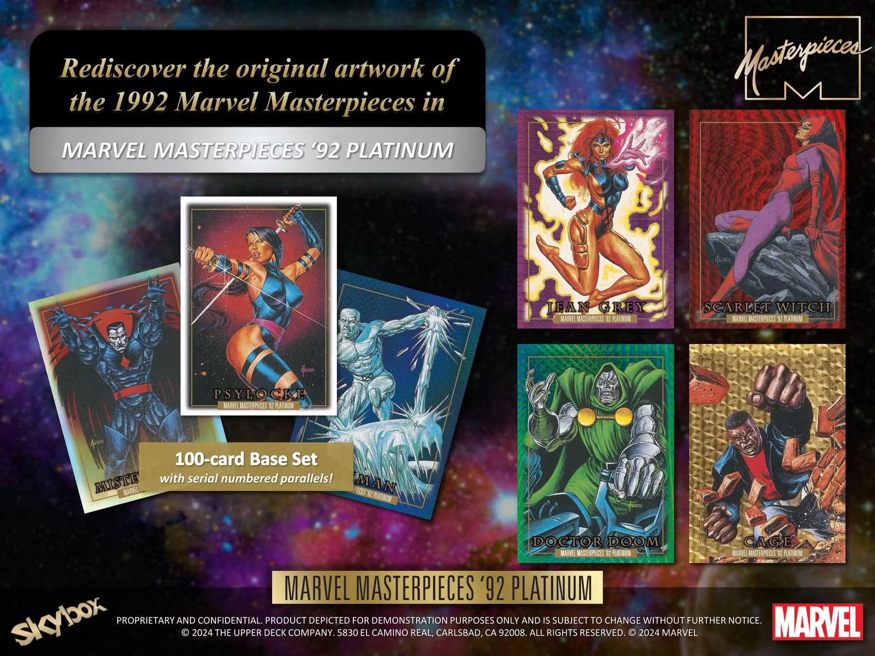 2024 Upper Deck Marvel Masterpieces '92 Platinum Hobby Box - 12 Packs/Box | Collectible Trading Cards for Marvel Fans & Investors | Perfect for Gifts, Display, and Card Trading Events
