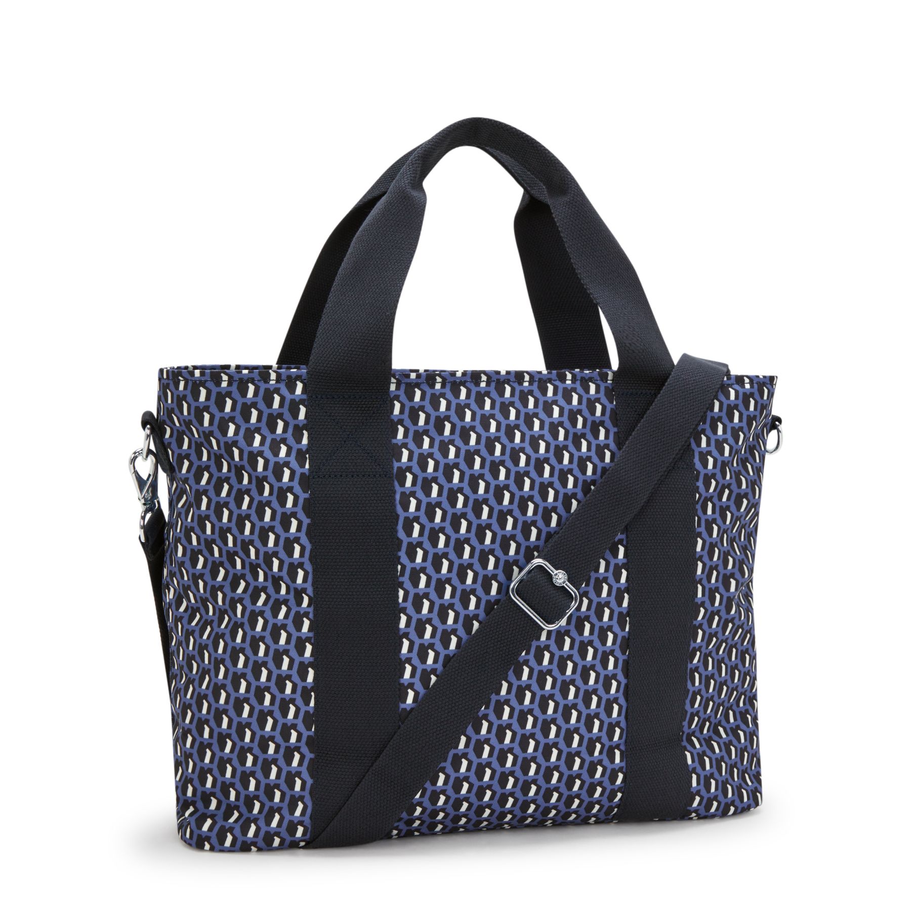 Kipling Minta Large Printed Shoulder Bag for Women - 3D K Blue Crossbody Purse | Perfect for Work, Travel & Everyday Use