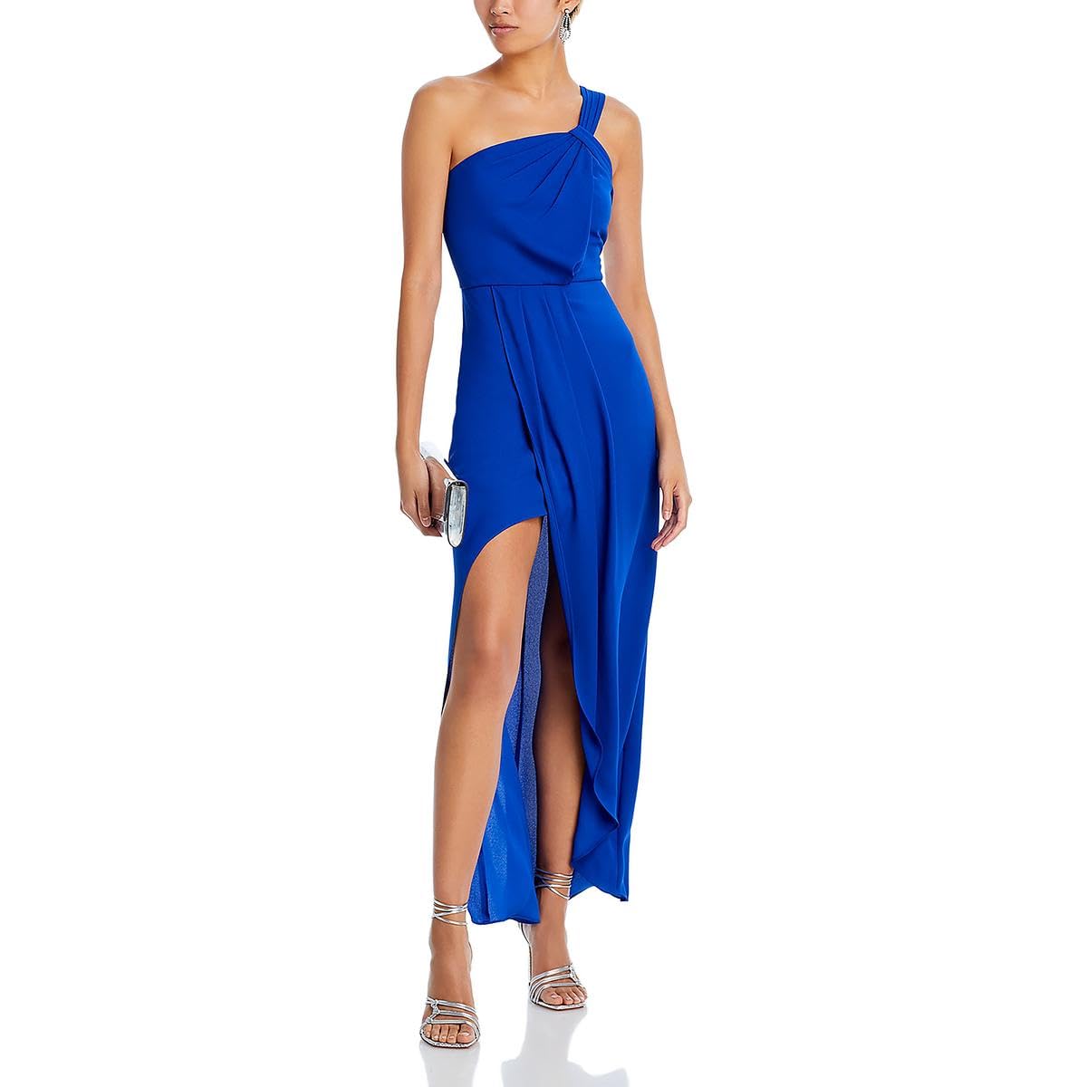 BCBGMAXAZRIA Women's Elegant One Shoulder Pleated Strap Evening Gown - Perfect for Prom, Black Tie Events & Formal Occasions