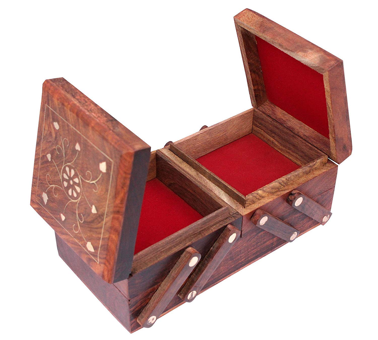 Hand Carved Wooden Jewelry Box for Women - 8 Inch Jewelry Organizer with Intricate Carvings | Perfect Gift for Birthdays, Anniversaries & Home Decor