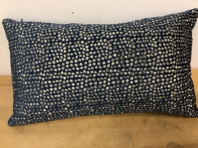 12 x 20 Inch Blue and Silver Lumbar Pillow - Supportive Cushion for Sofa, Bed, Office Chair & Car Seat Comfort