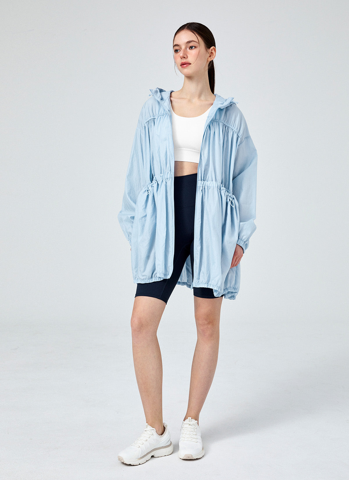 Stylish Airy Balloon Shirring Hood Long Jacket - Trendy Oversized Outerwear for Women | Perfect for Casual Outings, Layering & Streetwear Fashion