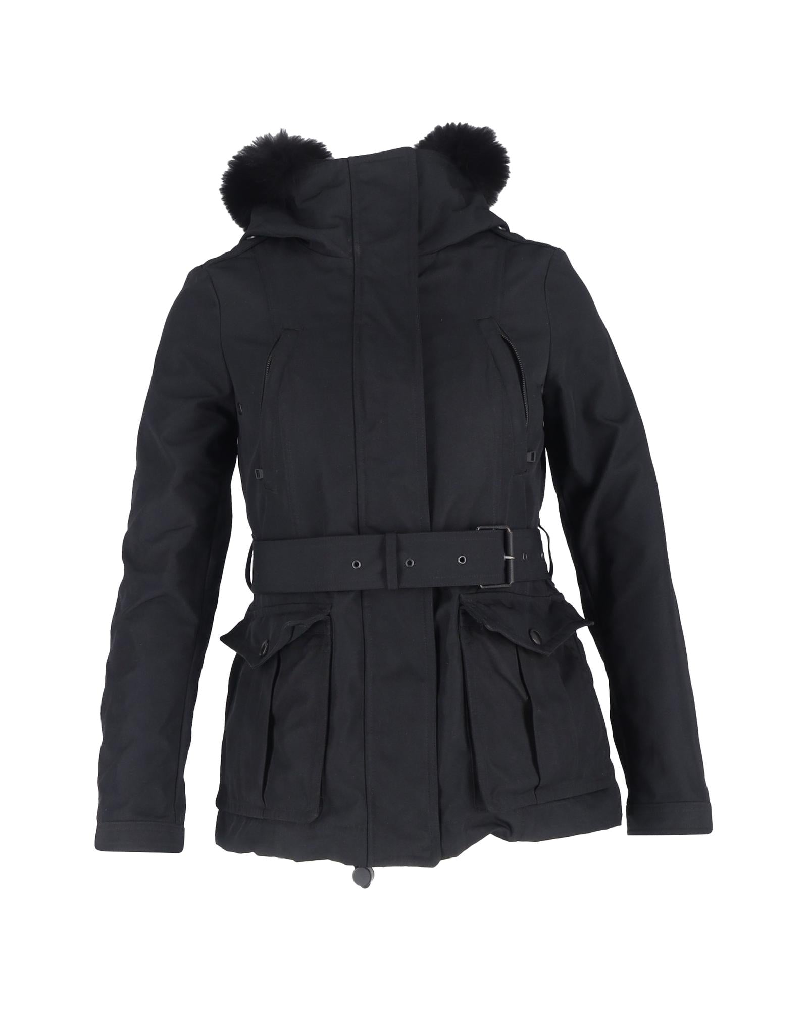 Women's Faux Fur Trim Belted Parka Coat - Winter Warm Windproof Jacket for Outdoor Activities & Daily Wear