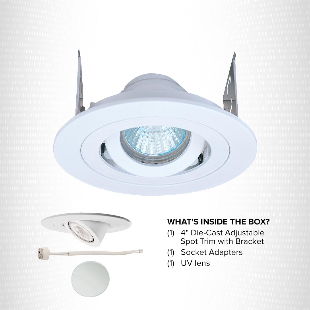 ELCO Lighting EL1488W 4 Inch HID Adjustable Spot Light Fixture - White for Indoor/Outdoor Commercial & Residential Lighting - Perfect for Accent Lighting, Landscape Illumination and Architectural Highlights