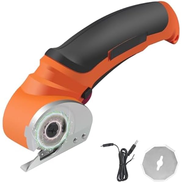 4V Cordless Electric Scissors - Rechargeable Cardboard & Fabric Cutter with Sharp Blade for DIY, Packaging, Crafts | Perfect for Cardboard Boxes, Leather, Foam Cutting (Orange)