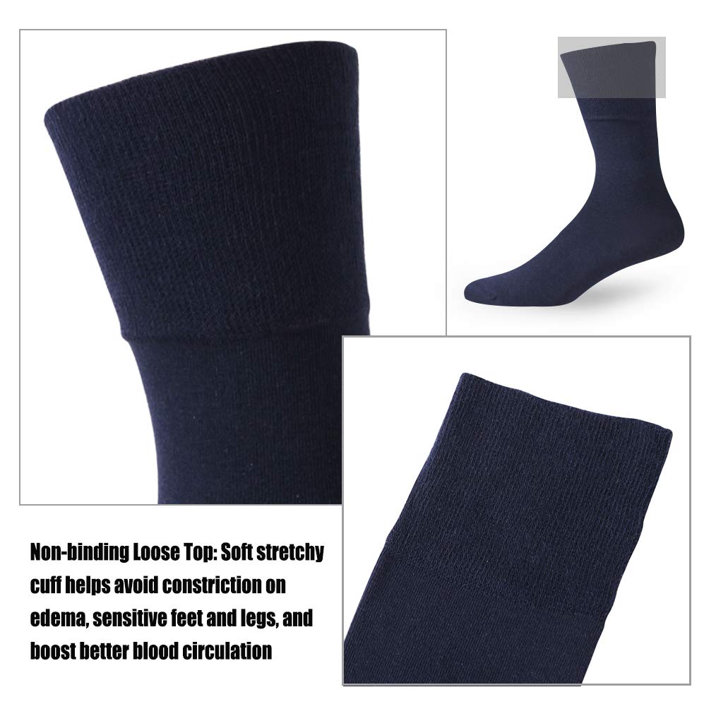 Forcool Non-Binding Diabetic Socks for Men & Women - Breathable Cotton Crew Socks for Circulation, M/L/XL, 3/6 Pairs - Ideal for Diabetes, Swelling & All-Day Comfort at Home or Work
