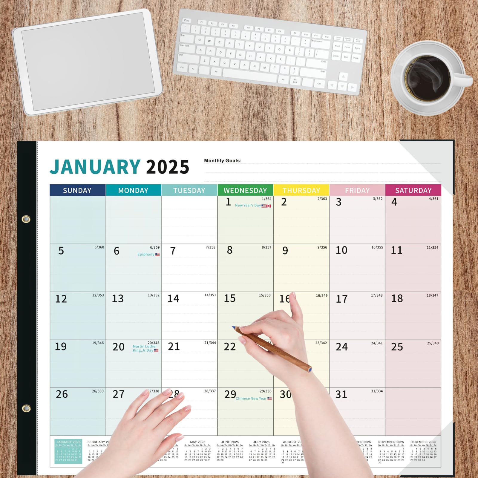 2025-2026 Large Desk Calendar - 18-Month Jumbo Planner (22