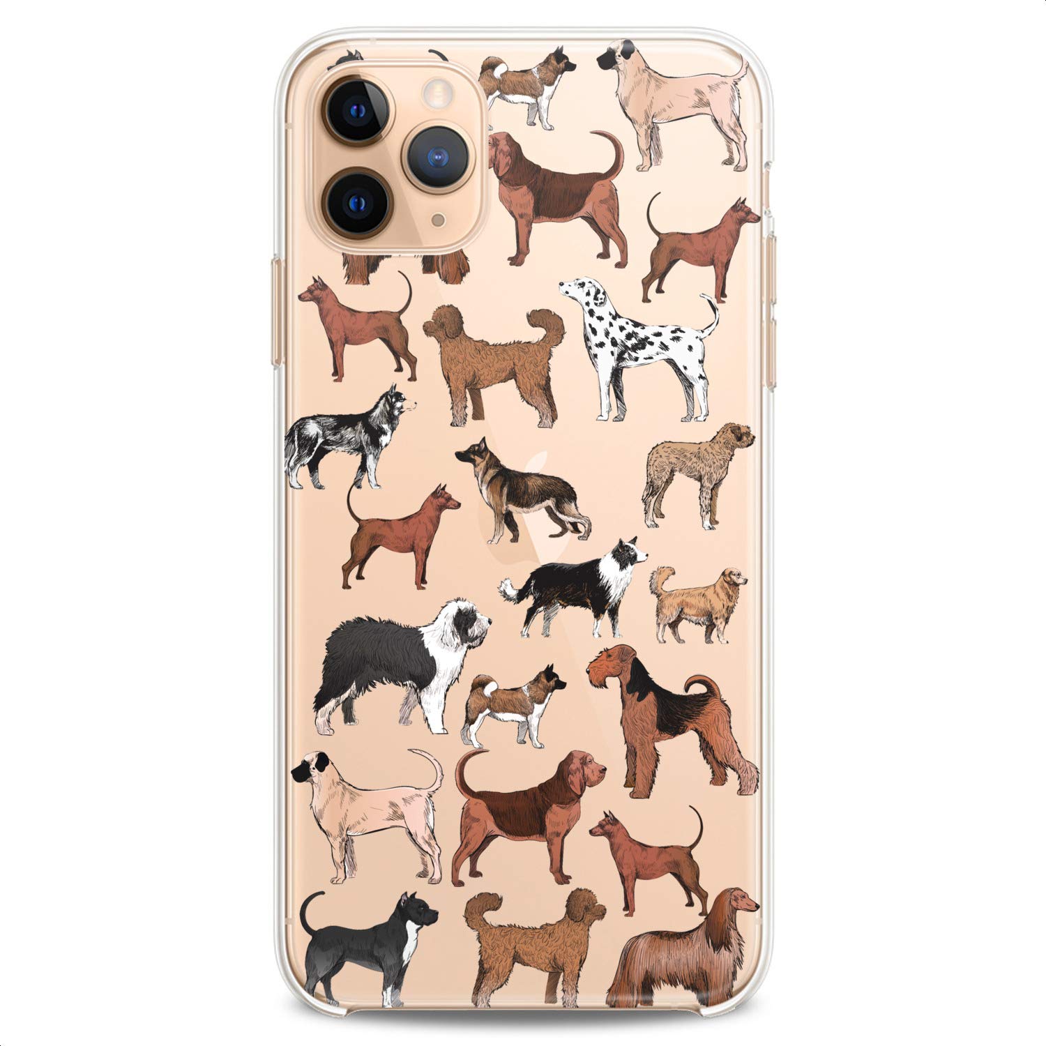 Durable Flexible TPU Phone Case for iPhone 16/15/14/13/12/11 Pro Max/Plus/Mini/XS/XR/X/8/7/6/5/SE - Cute Kawaii Animal Print Design for Women & Girls (Dogs, Silicone, Slim Fit, Clear) - Perfect for School, Work & Everyday Protection