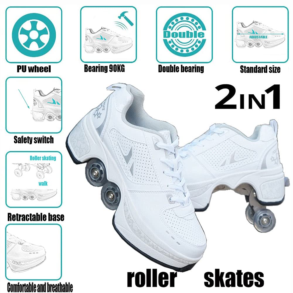 Best Women's & Girls' Roller Skates with Retractable Wheels - Quad & Inline Skates for Boys, Adults & Kids - Perfect for Parkour, Outdoor Skating & Fun Activities