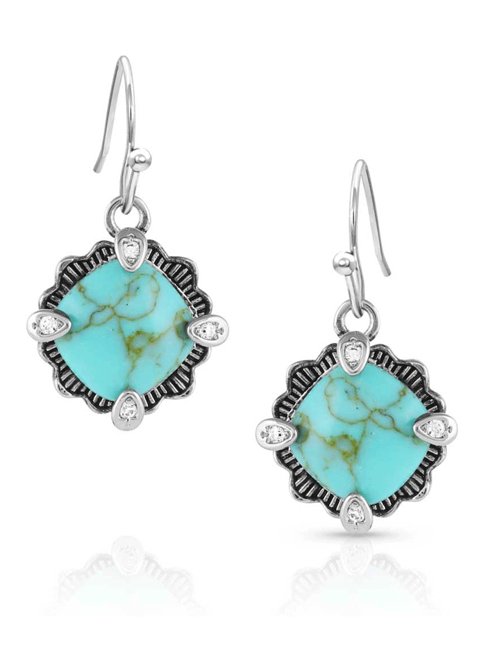 Montana Silversmiths ER5531 Women's Turquoise Crystal Silver Earrings - Elegant Western Jewelry for Everyday Wear & Special Occasions