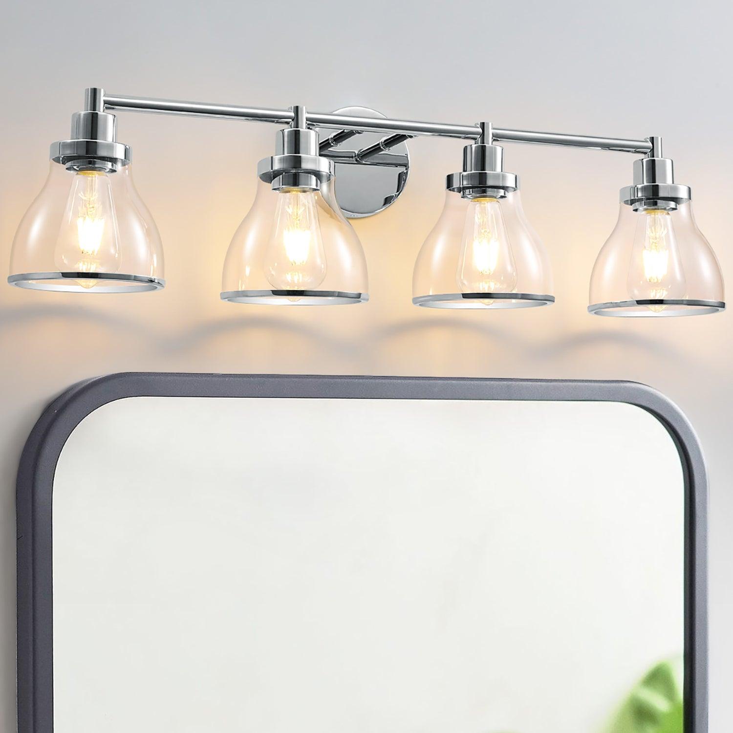 Hermosa Modern 4-Light Bathroom Vanity Light Fixture - Brushed Nickel Finish for Bathroom Mirror Lighting, Perfect for Modern Home Decor and Spa-Like Ambiance
