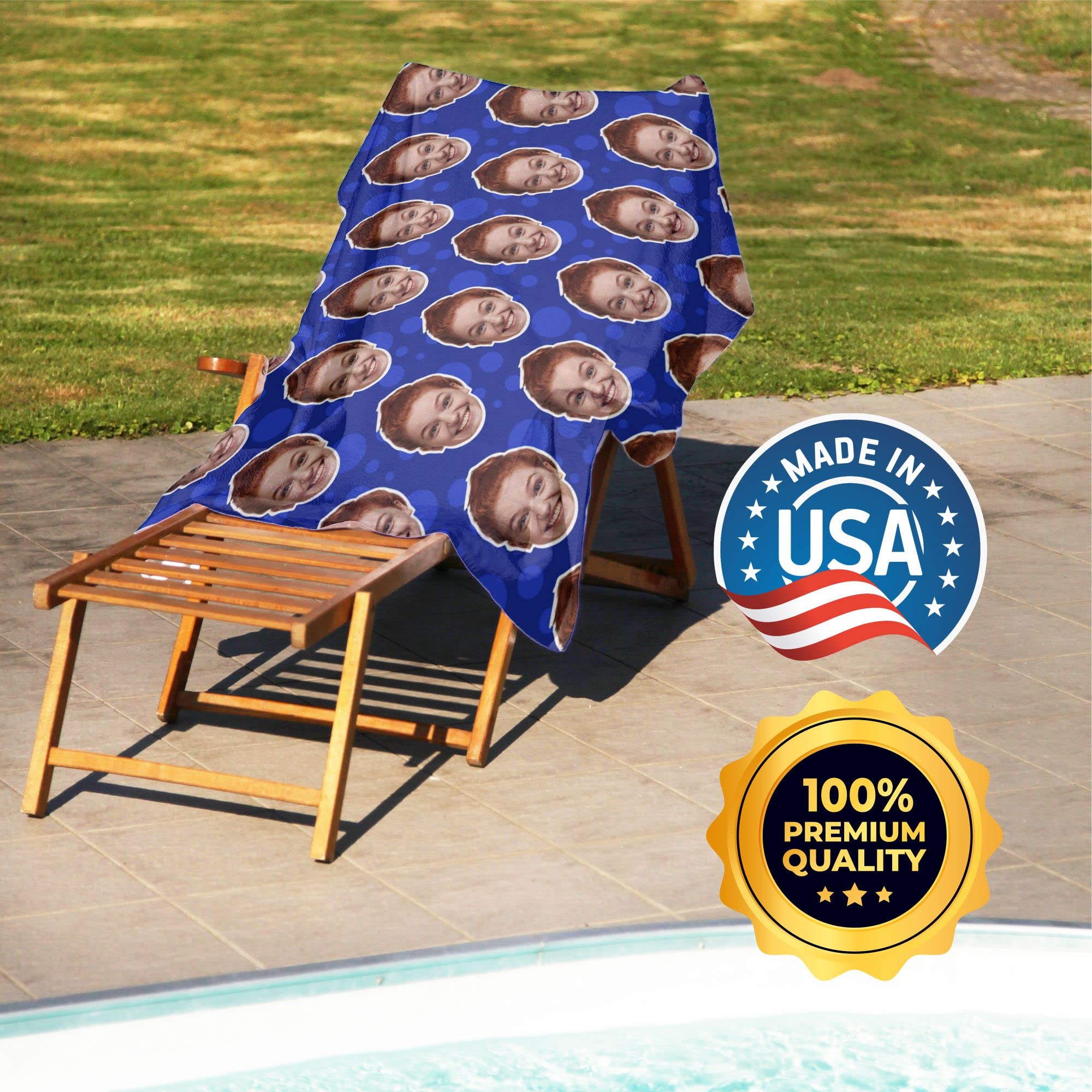 Custom Photo Beach Towel 30x60 Inches - Personalized with Your Picture, Sand-Free Quick Dry Towel for Adults & Kids - Funny Unique Gift for Him Her - Perfect for Beach, Pool, Vacation & Summer Travel