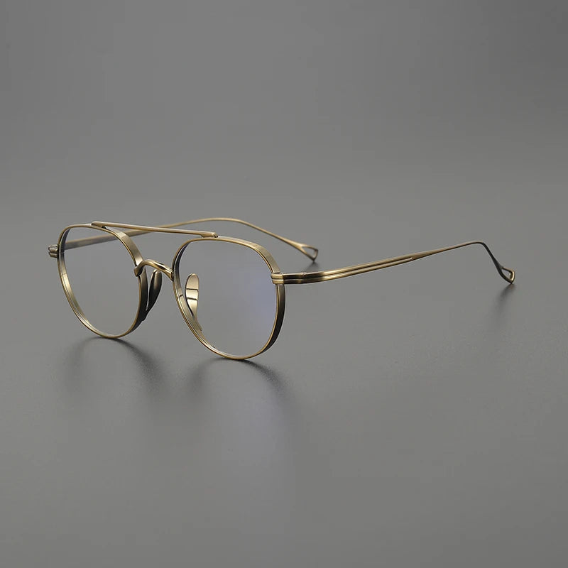 Unisex Black Titanium Square Double Bridge Full Rim Eyeglasses 9503 - Stylish & Durable for Work, Reading & Everyday Wear
