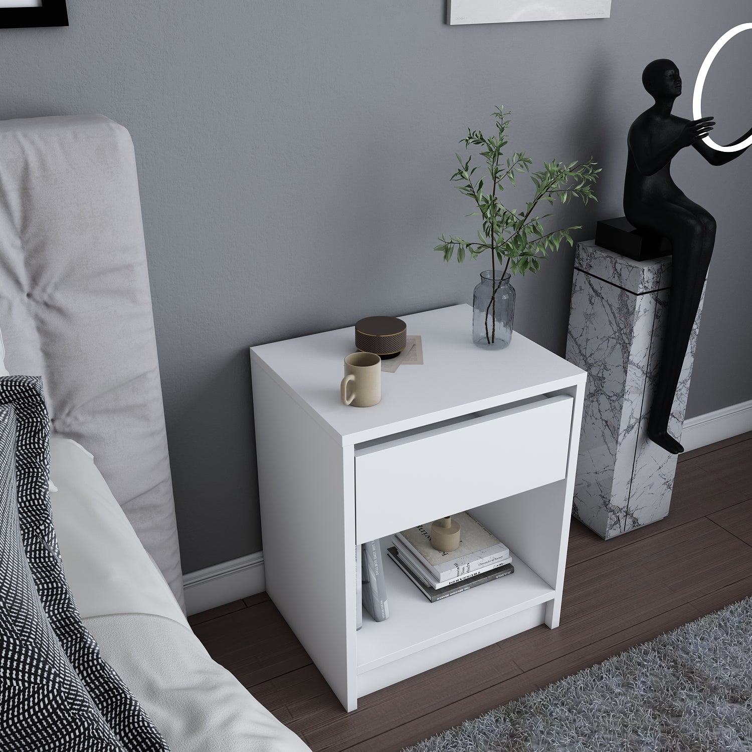 Sheridan Nightstand - Modern Bedside Table with Storage Drawer, Wooden End Table for Bedroom, Living Room, and Office - Perfect for Small Spaces and Home Décor