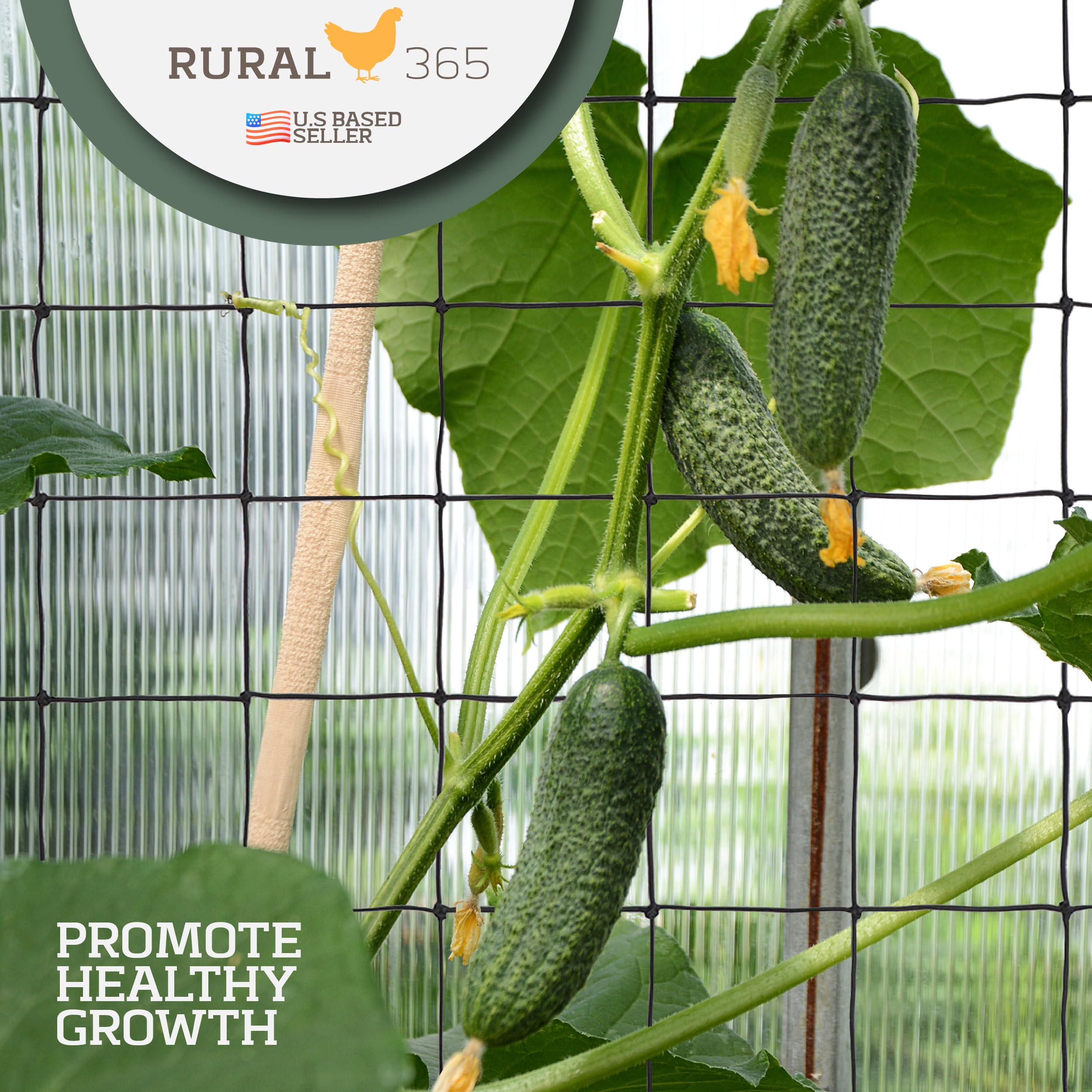 Rural365 Garden Plant Trellis Netting for Climbing Plants - 2 Pack 3x3ft Support Net for Cucumber, Pea & Bean Plants - Durable Indoor/Outdoor Use - Perfect for Vertical Gardening, Greenhouses & Backyard Vegetable Growing