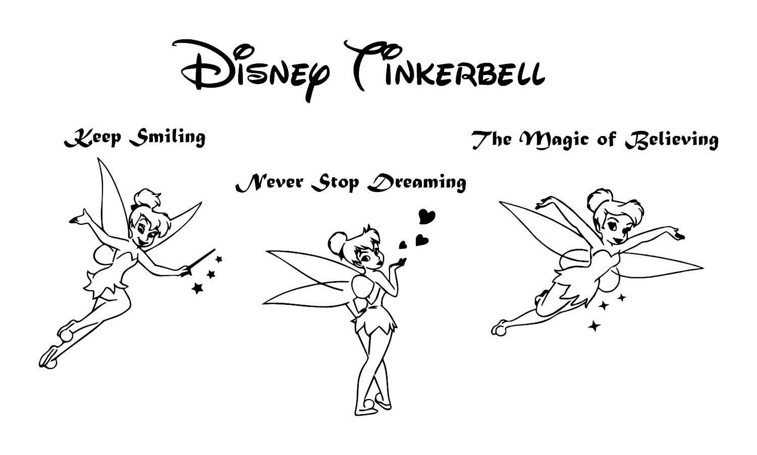 Disney Tinkerbell Fairies Never Stop Dreaming Vinyl Wall Decals - Burgundy Nursery Wall Stickers for Kids Room Decor, Baby Shower Gifts & Birthday Presents - Perfect for Bedroom, Playroom & Nursery Design