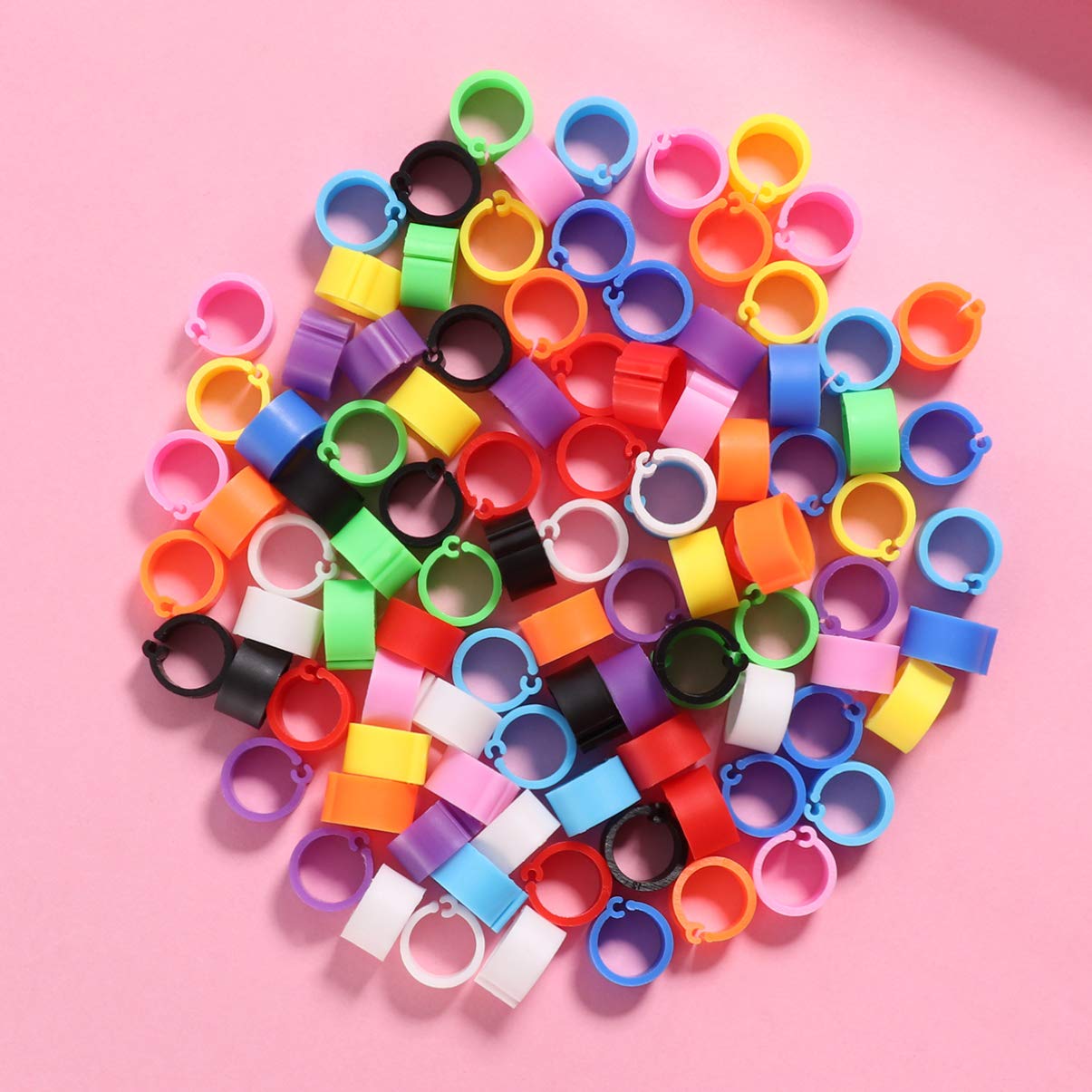 Colorful Plastic Bird Leg Bands - 8mm Pigeon Foot Rings for Identification (100pcs) | Durable Chicken Leg Bands for Poultry, Parrots & Pet Birds | Perfect for Breeding, Racing & Bird Shows