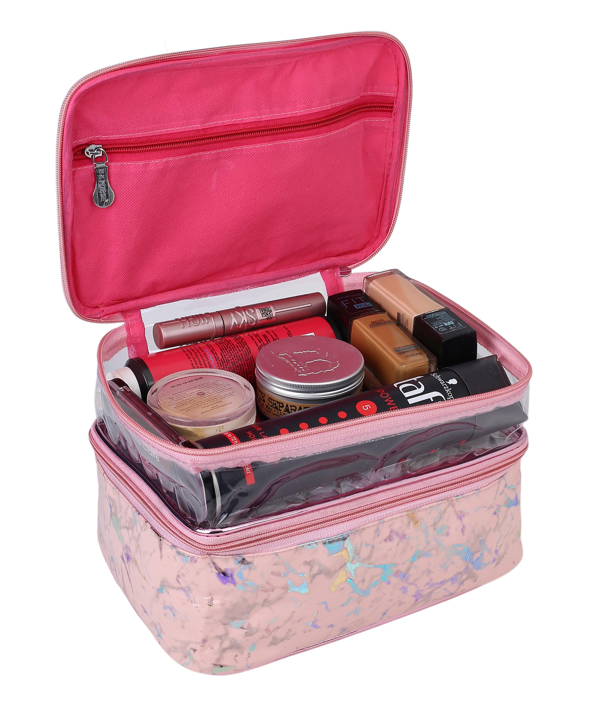Pink Makeup Bag for Women - Large Cosmetic Organizer with Mirror, Travel Toiletry Case for Makeup Brushes & Essentials | Perfect for Travel, Gym, and Daily Use