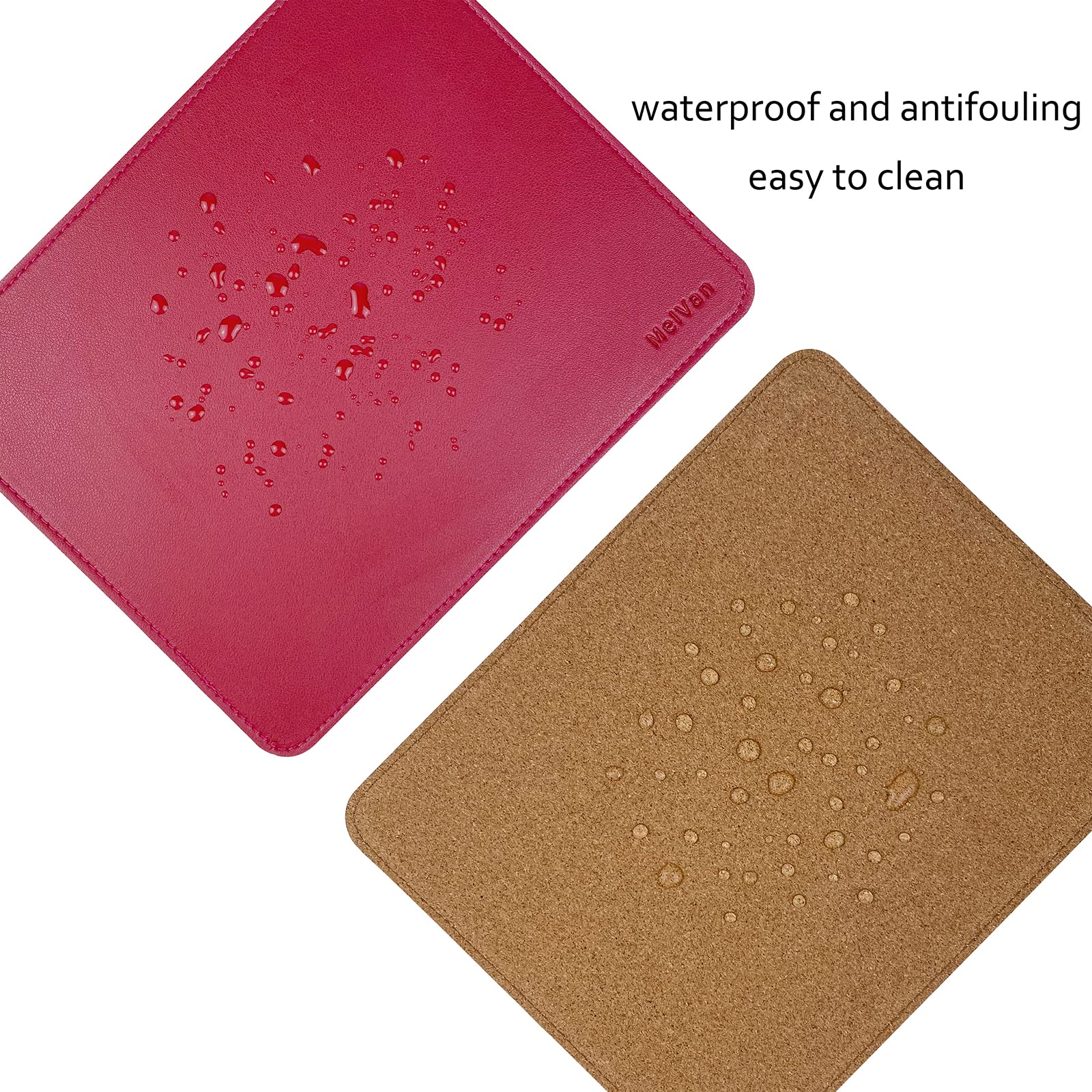 Premium PU Leather Mouse Pad with Stitched Edge - Wood Grain Design, Waterproof & Non-Slip Gaming Mouse Mat for PC, Laptop, Office & Home Use - 10.2