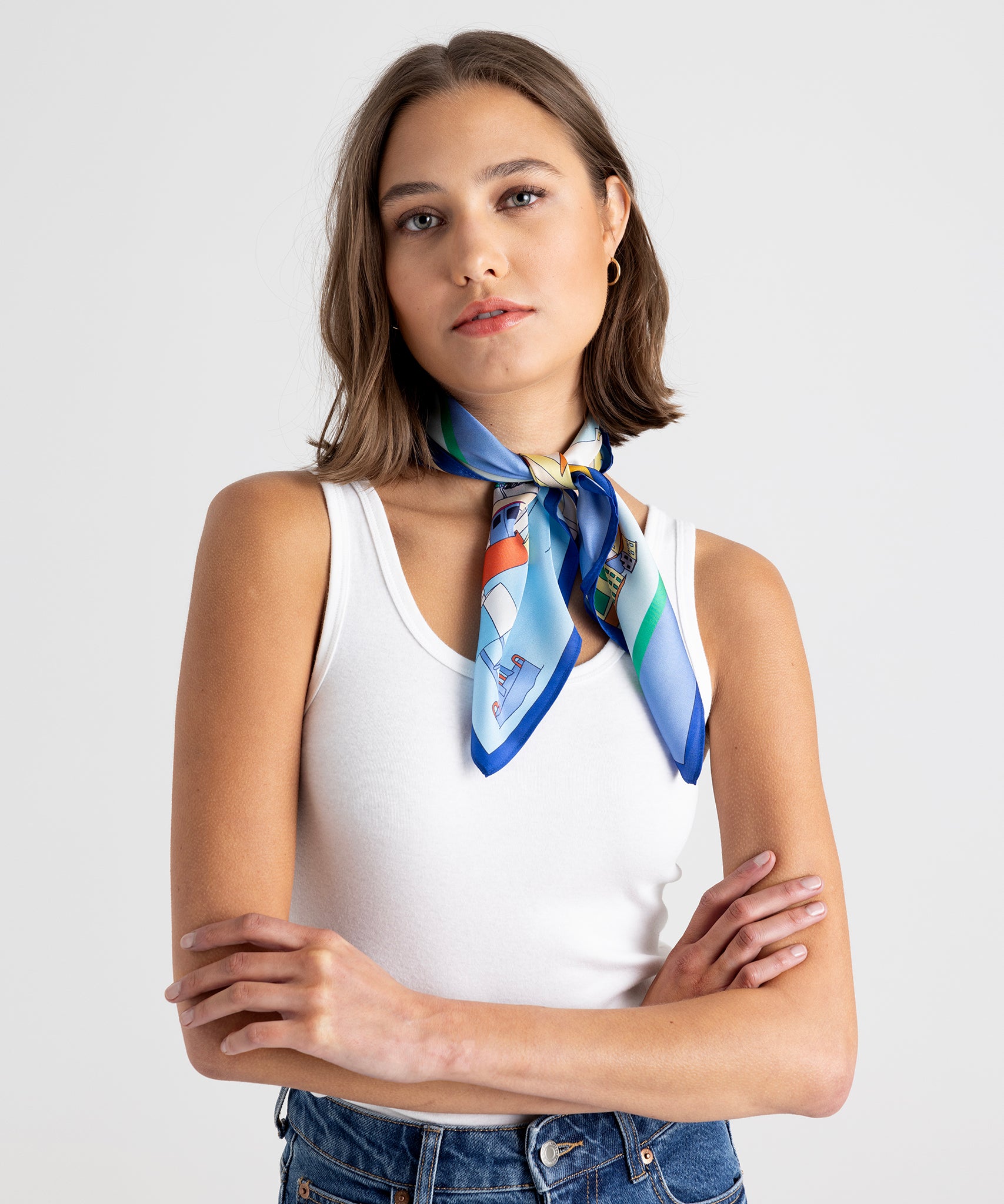 Porto Silk Bandana - Soft & Breathable Scarf for Women & Men - Fashionable Hair Accessory & Neck Wrap for Outdoor, Travel, and Everyday Style