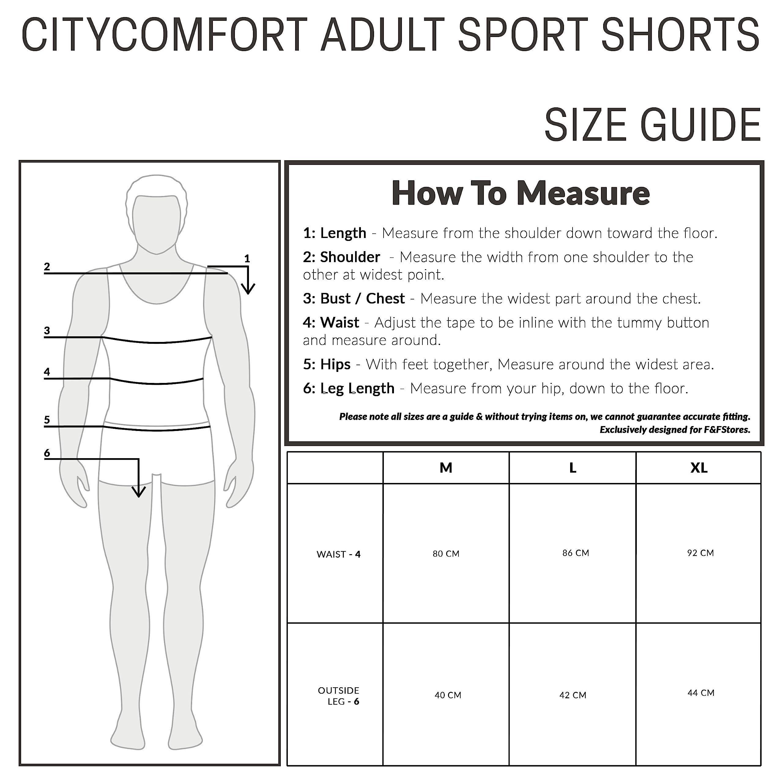 CityComfort Men's Activewear Shorts - Lightweight Breathable Quick-Dry Gym Running Shorts with Pockets for Workout, Jogging & Casual Wear
