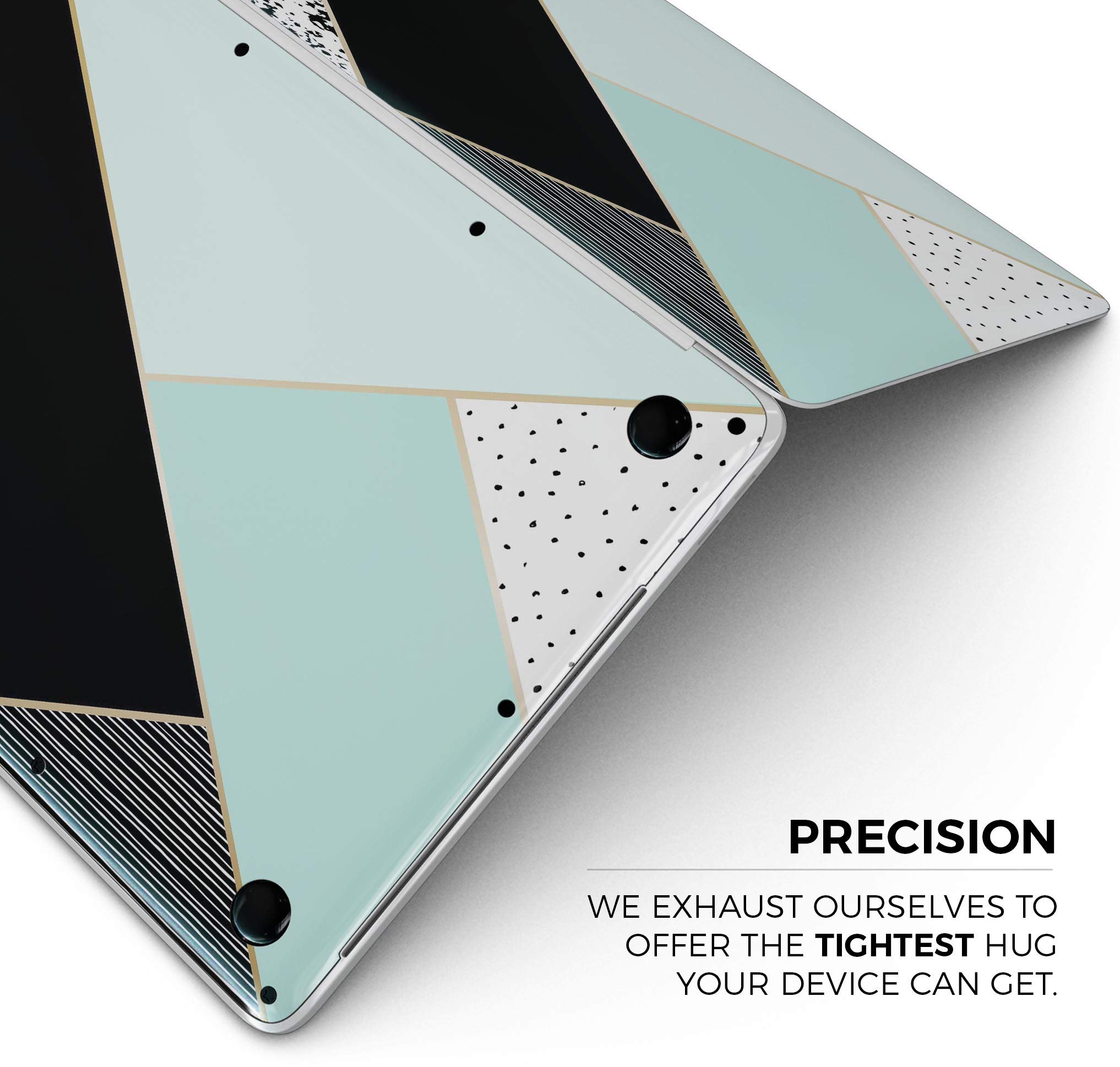 Minimalist Mint & Gold Striped Full-Body Protective Skin Wrap for MacBook Air 13