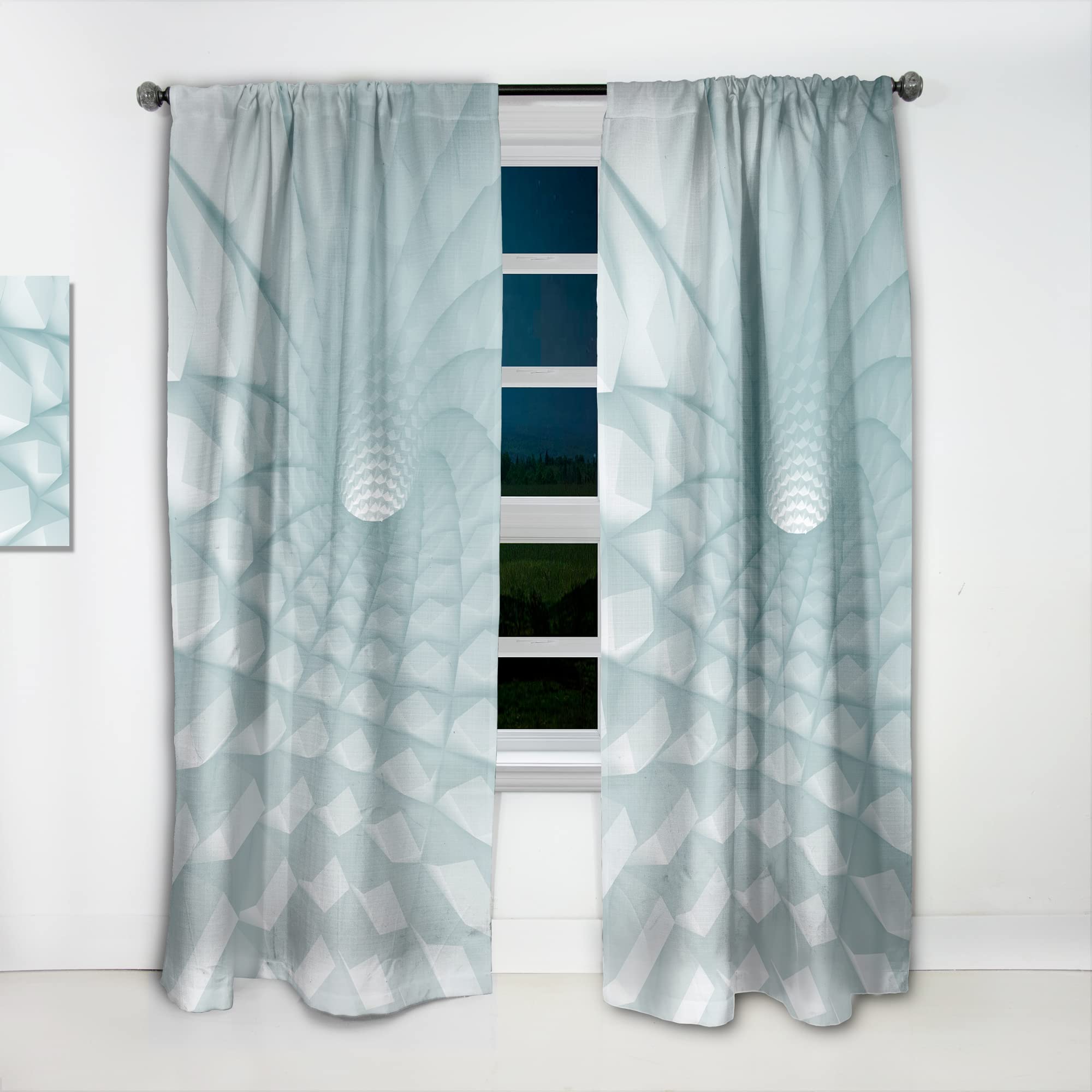 DesignQ 3D Light Blue Geometric Tunnel Blackout Curtains - Thermal Insulated Single Panel (52x108 inches) for Bedroom & Living Room - Modern Window Treatment for Home Decor & Light Control