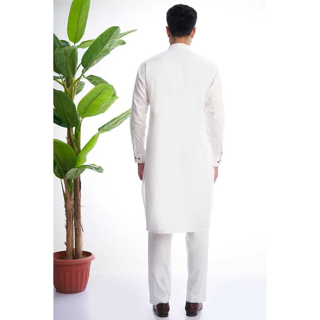 Classic White Kurta Pyjama Set for Men - Traditional Indian Cotton Outfit for Festivals, Weddings & Casual Wear