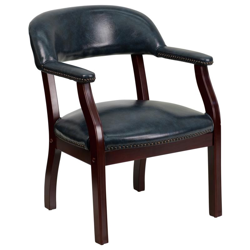 Premium Traditional Vinyl Conference Chair with Elegant Nailhead Trim - Perfect for Office Meetings, Executive Suites & Home Offices