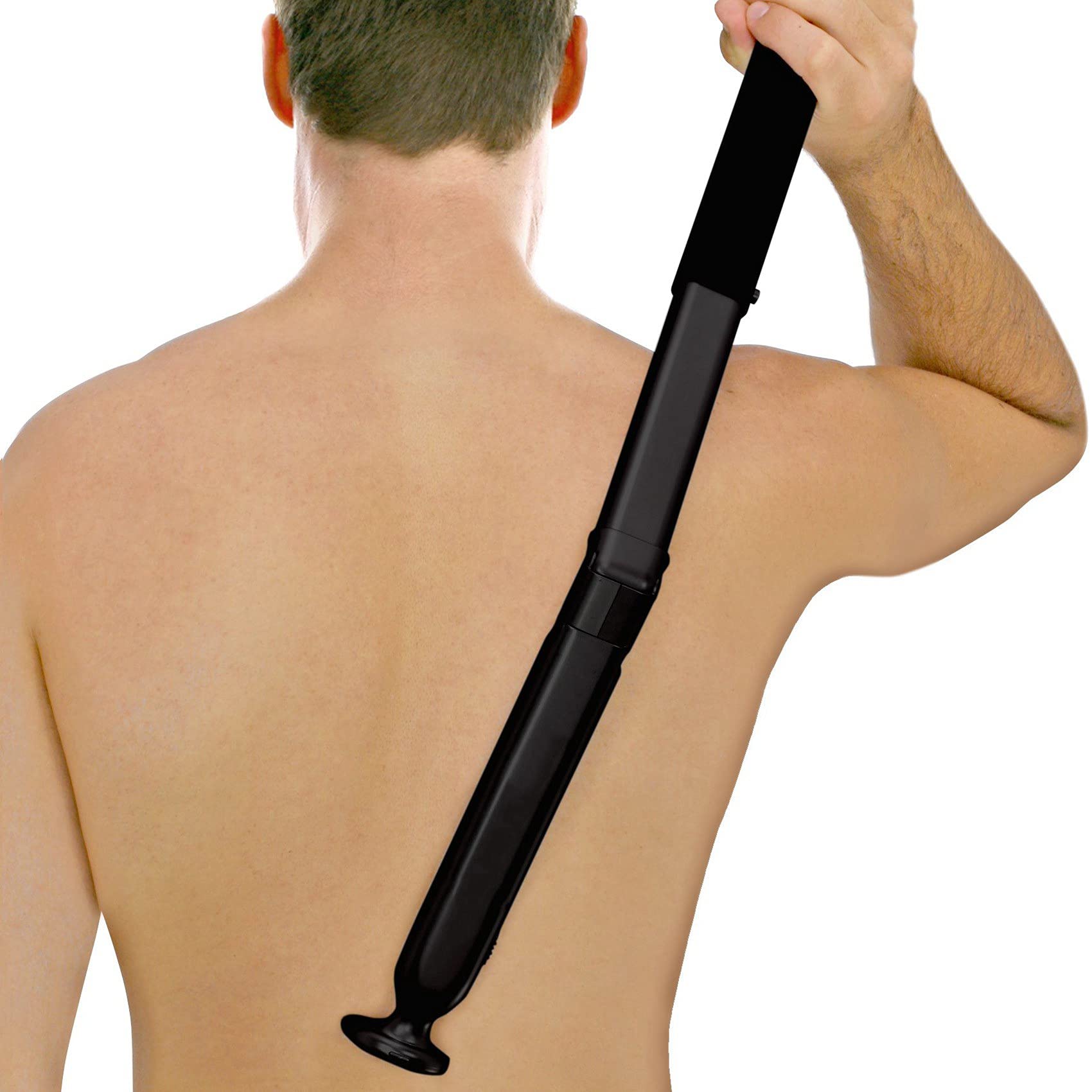 USB Rechargeable Long Handle Back Hair Trimmer for Men - 2-in-1 Foldable Design with Big Blade | Perfect for Back, Shoulder & Body Hair Removal at Home or Gym