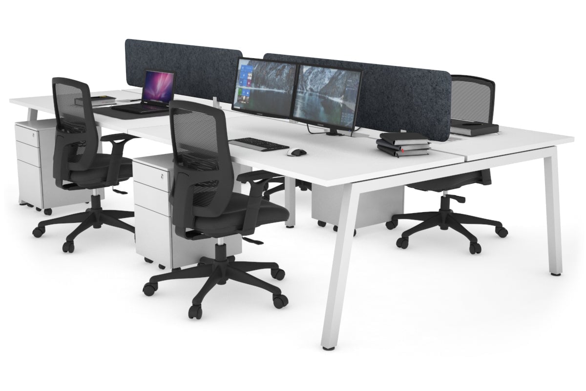Quadro 4-Person Office Workstation Desk - 1400L x 700W Dimensions - Perfect for Team Collaboration, Open Office Spaces & Coworking Environments