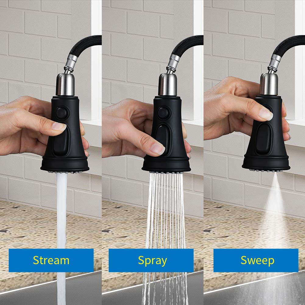 Premium Matte Black Single Handle Pull Down Kitchen Faucet with Sprayer - Modern WEWE Black Kitchen Sink Faucet for Easy Cleaning & Dishwashing | Perfect for Home, Restaurant & Commercial Kitchens
