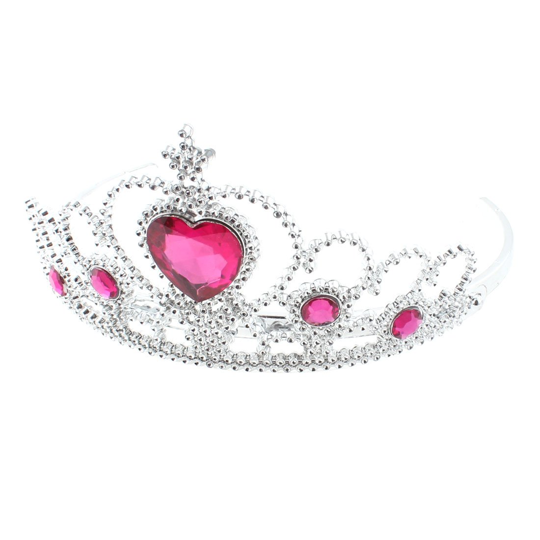 Princess Tiara Crown & Fairy Wand Set - Fuchsia & Silver Tone Hair Accessories for Girls | Perfect for Birthday Parties, Dress-Up, and Fairy Tale Themed Events