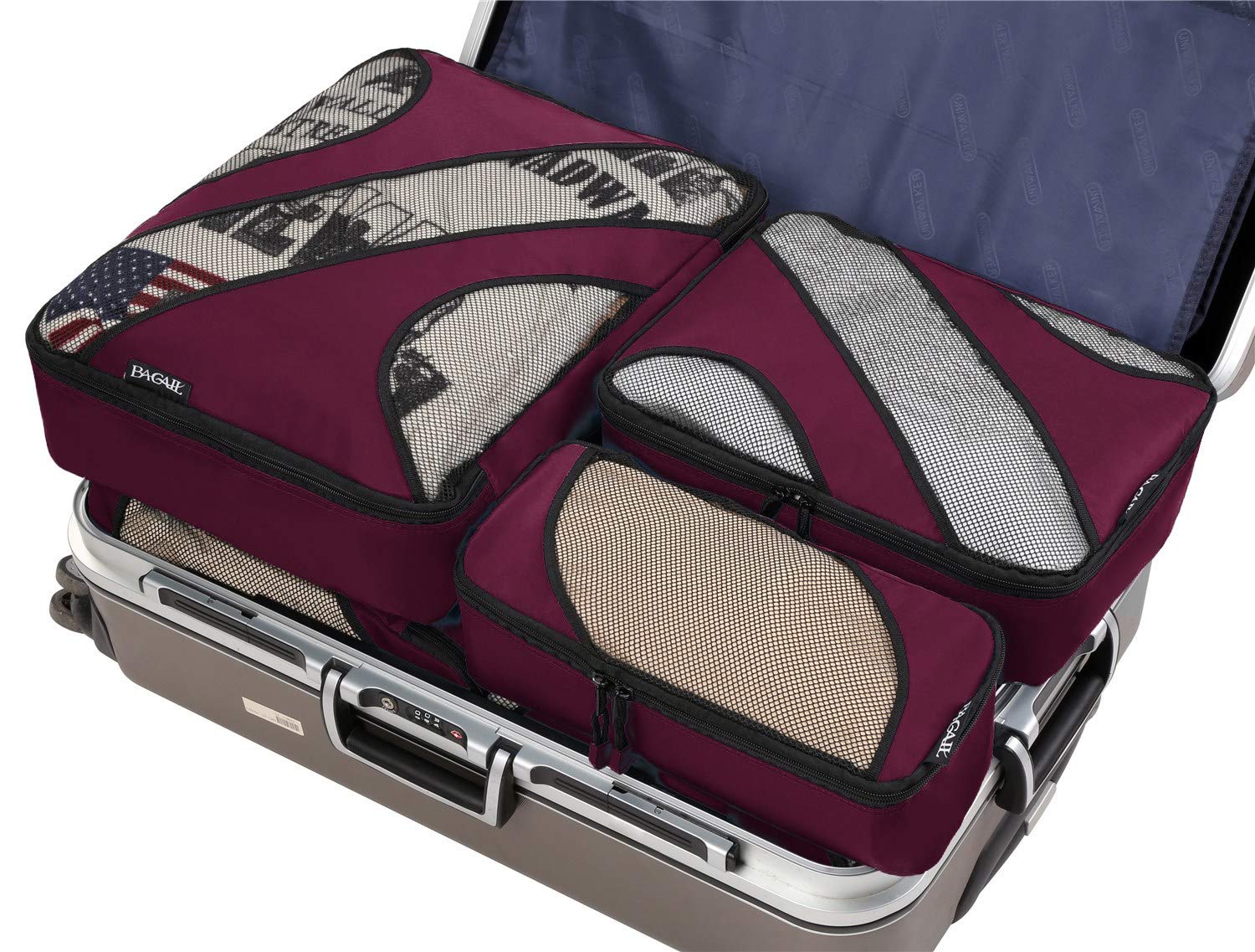 BAGAIL 6-Piece Packing Cubes Set - Lightweight Travel Luggage Organizers for Suitcases & Backpacks - Perfect for Business Trips, Vacations & Weekend Getaways