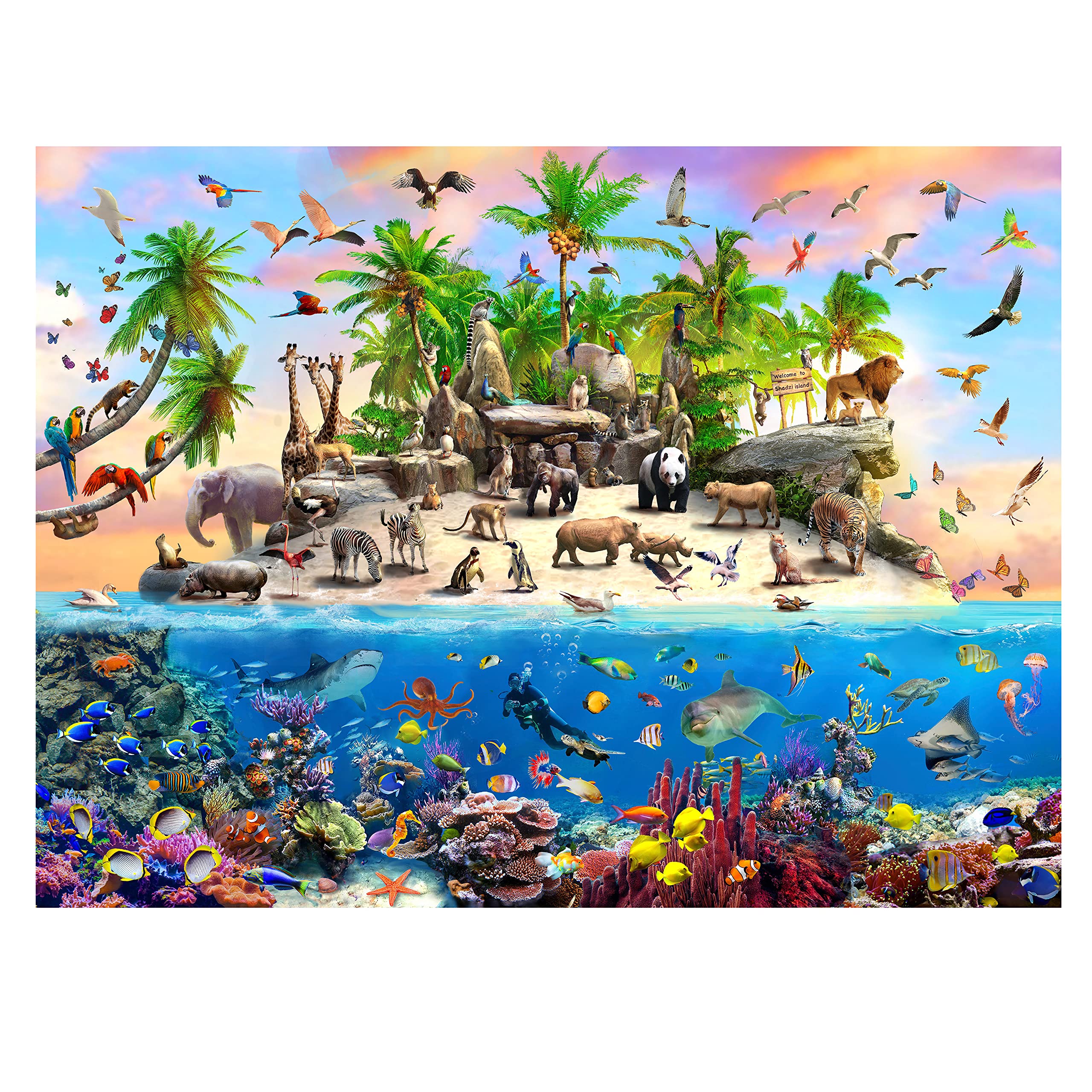 Shadzi 500-Piece Wildlife Jigsaw Puzzle for Adults & Kids - Educational Fun Game for Family Game Night