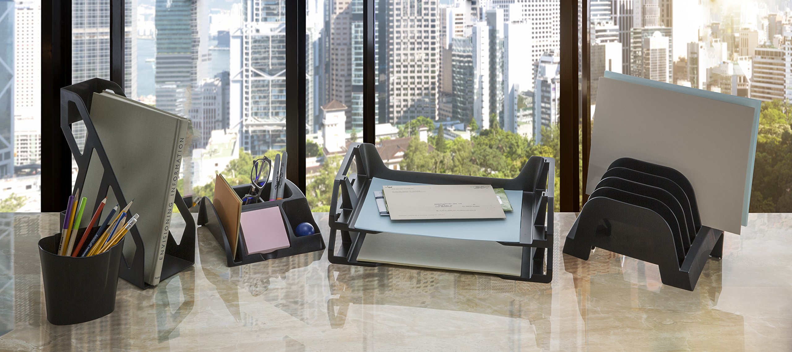 Officemate Recycled Black Pencil Cup - Desk Organizer for Office & School