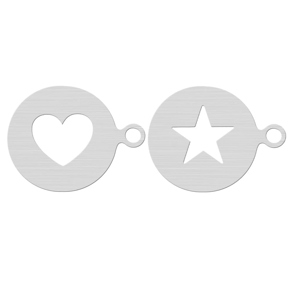 Premium 2-Pack Metal Coffee Stencils for DIY Cappuccino & Latte Art - Lovely Milk Foam Templates for Home Baristas & Coffee Lovers (Perfect for Parties, Cafes & Gifts)
