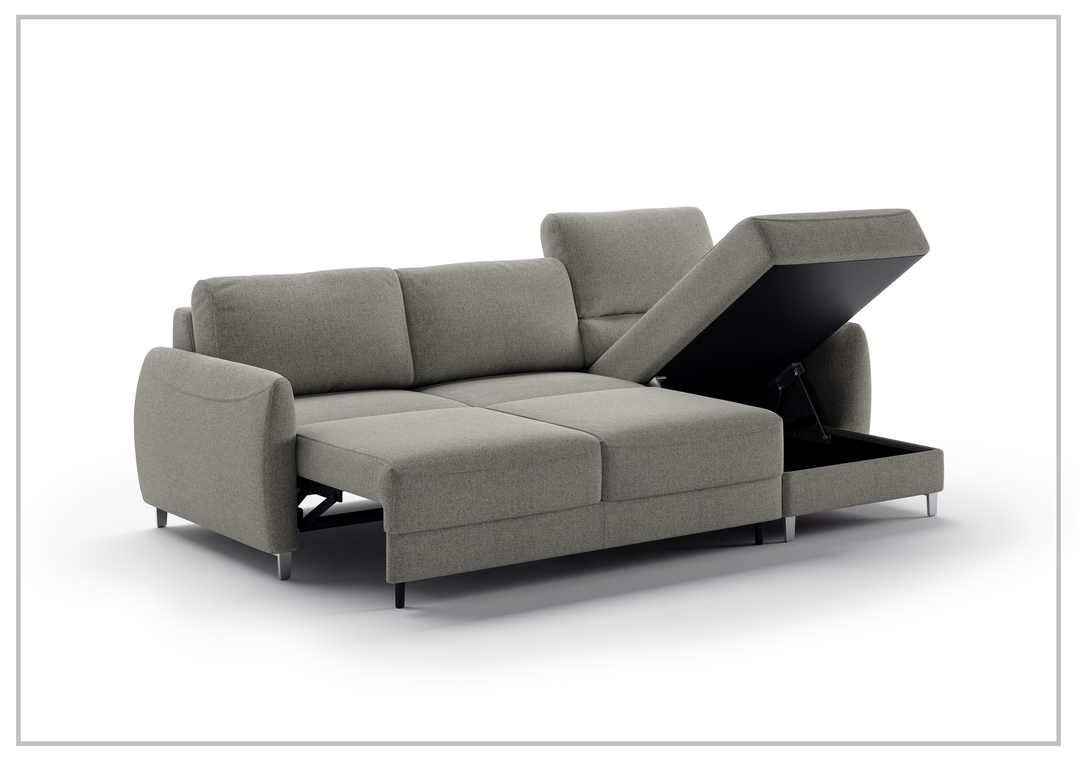 Luonto Delta 3-Seater Fabric Full XL Sectional Sofa Sleeper with Reversible Chaise - Modern Living Room Furniture for Small Spaces, Comfortable Sleeper Sofa for Guests, Perfect for Apartments and Cozy Homes