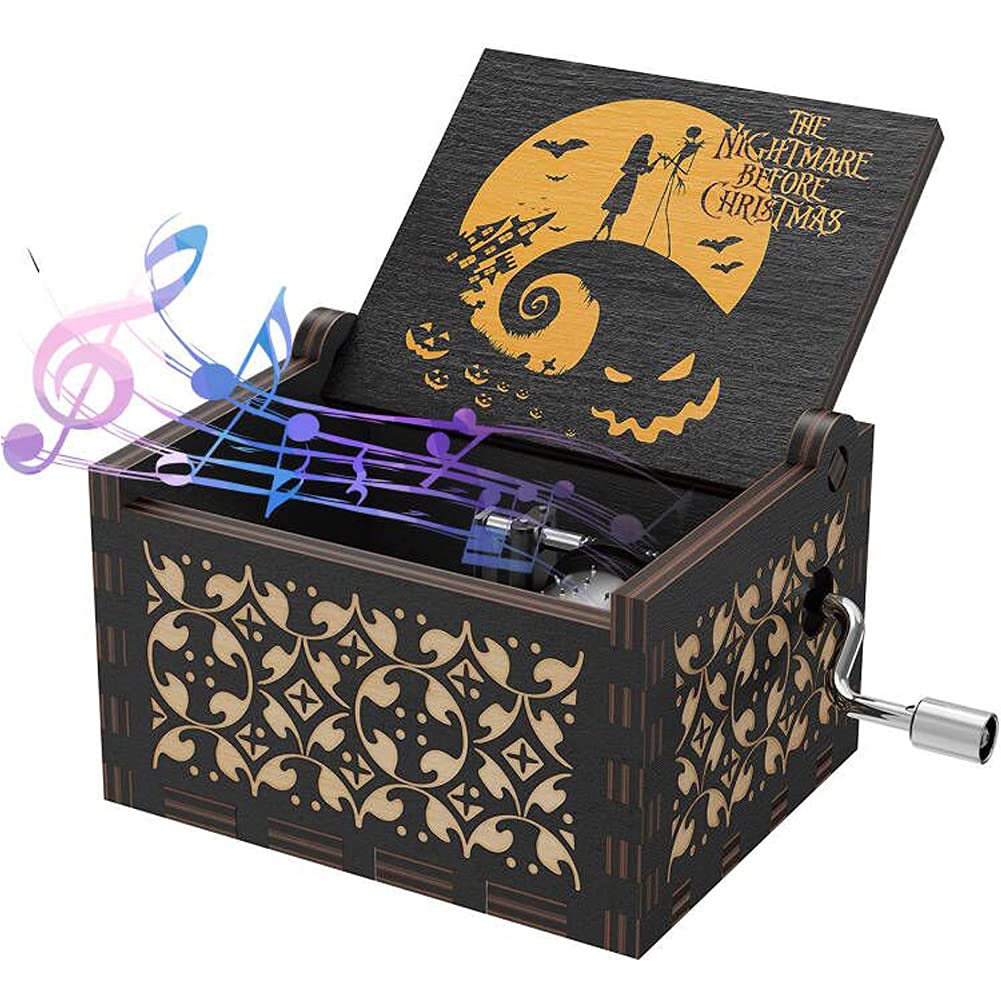 Tvoip Halloween Wooden Hand Crank Musical Box - 'You Are My Sunshine' Music Box for Birthday, Christmas & Anniversary Gifts - Perfect Present for Dad, Mom, Son & Daughter - Charming Home Decor (Evil Witch Design) - Great for Halloween Parties, Nursery Room Decor & Romantic Surprises