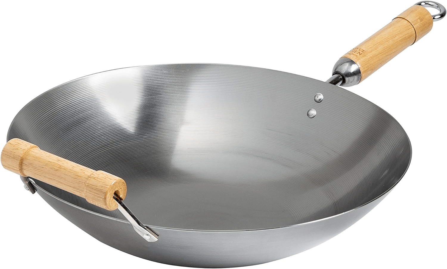 Joyce Chen 14-Inch Flat Bottom Carbon Steel Wok - Professional Chinese Stir Fry Pan for High Heat Cooking - Perfect for Home Chefs & Restaurant-Style Stir-Frying, Sautéing & Deep Frying