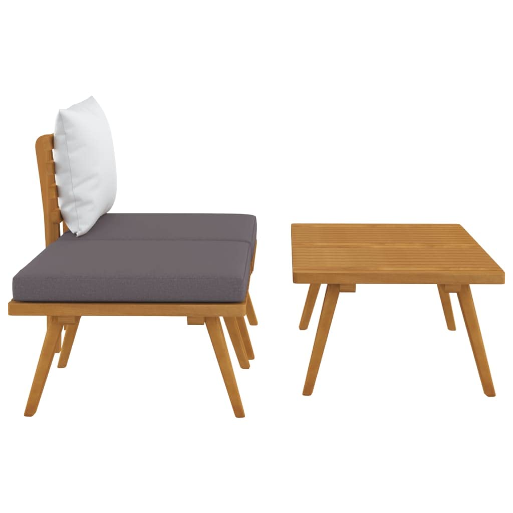 Premium CHARMMA 3-Piece Patio Lounge Set with Weather-Resistant Cushions - Solid Acacia Wood Outdoor Furniture for Garden, Poolside & Backyard Relaxation