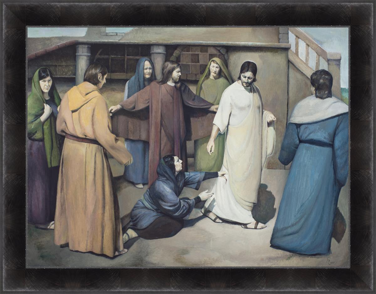 Large Wall Art Canvas Print - Inspirational Biblical Scene 'And Touched His Garment' - Perfect for Living Room, Bedroom & Church Decor