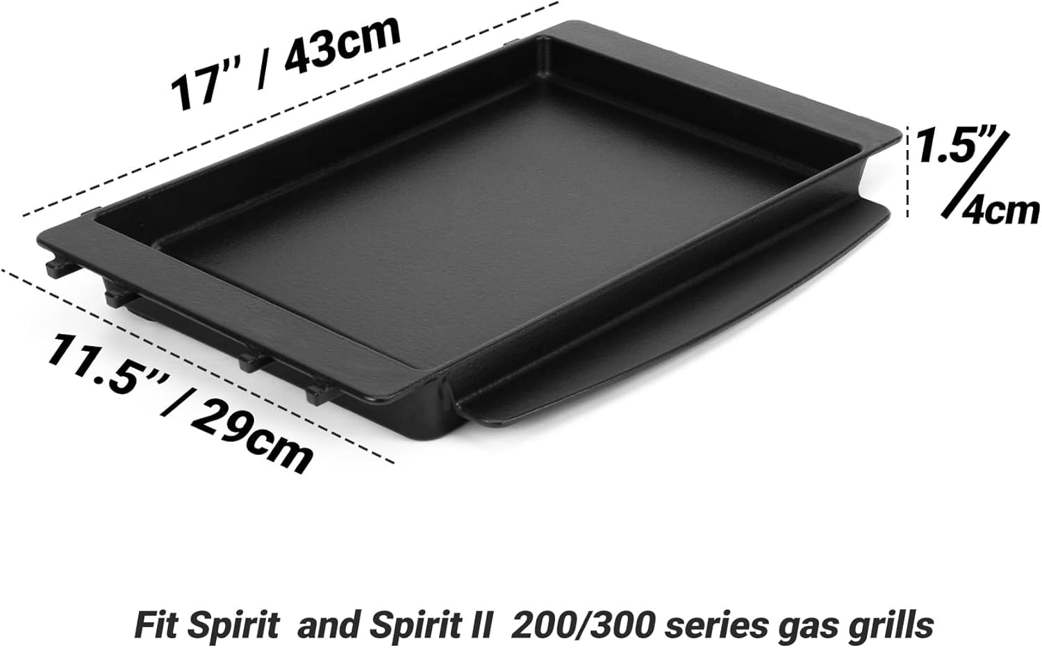 Onlyfire 7658 Cast Iron Grill Griddle Replacement for Weber Spirit & Spirit II 200-300 Series Gas Grills - Heavy Duty Griddle Plate for Searing, Pancakes & Outdoor Cooking (1 Pack)