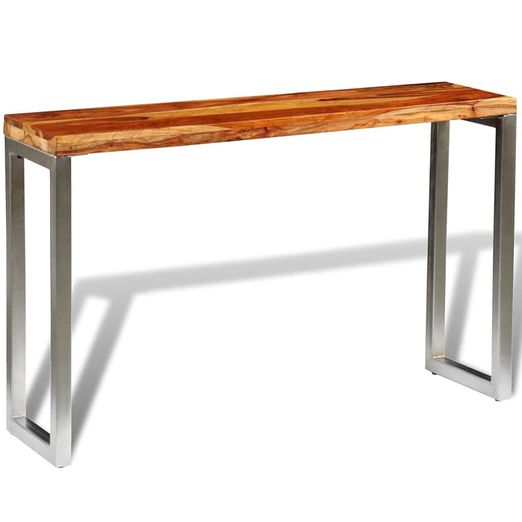 Solid Sheesham Wood Console Table with Steel Legs - Entryway, Hallway, Sofa & Dining Table - Modern Farmhouse Accent Table for Living Room, Kitchen & Office Decor